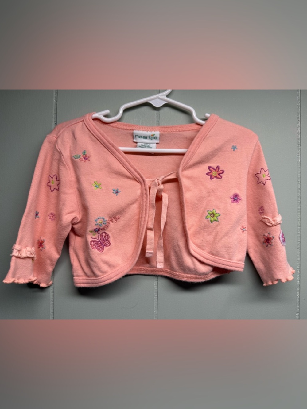 naartjie Coral Pink Cotton Baby Shrug